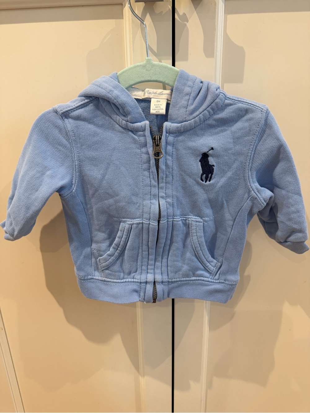 Ralph Lauren 6m Baby Blue Hooded Zip-Up Sweatshirt
